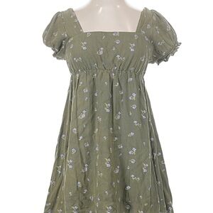 Sonoma Olive Green Floral Square-Neck Mini Dress